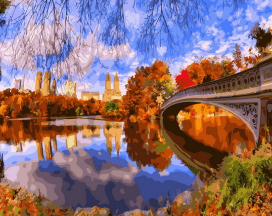 Картина по номерам 40x50 Центральный парк в Нью Йорке в осенних красках