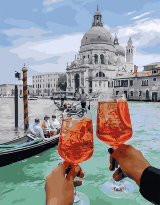 Картина по номерам 40x50 Вкусный коктейль на берегу Венеции