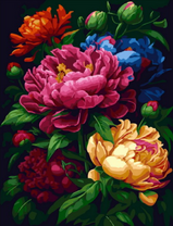 Букет разноцветных пионов