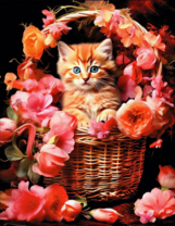 Без бренда «Рыжий котенок в корзине с цветами» в Ростове-на-Дону в интернет-магазине  Без бренда «Рыжий котенок в корзине с цветами» в Ростове-на-Дону