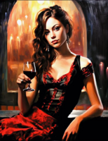 Без бренда «Обворожительная брюнетка с бокалом красного вина» в Ростове-на-Дону