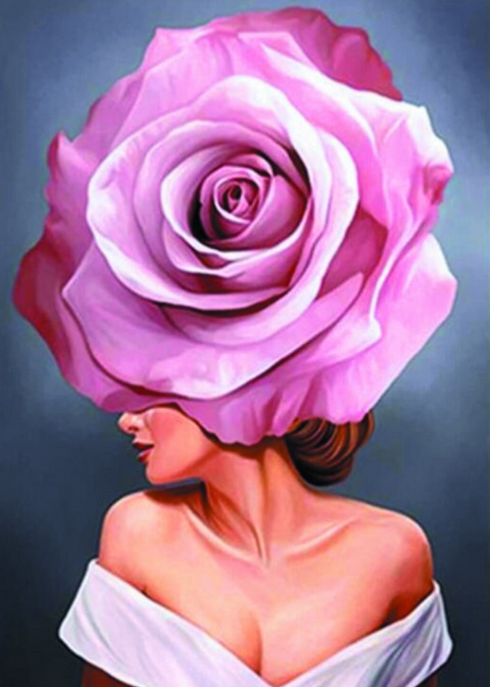 Алмазная мозаика 30x40 Сексуальная дама с розой на голове