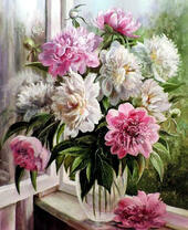 Без бренда «Пионы в прозрачной вазе у окна» в Ростове-на-Дону