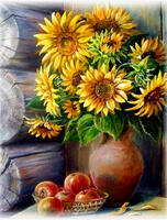 Без бренда «Кувшин с подсолнухами и корзинка с яблоками» в Ростове-на-Дону