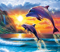 Два дельфина на фоне гор